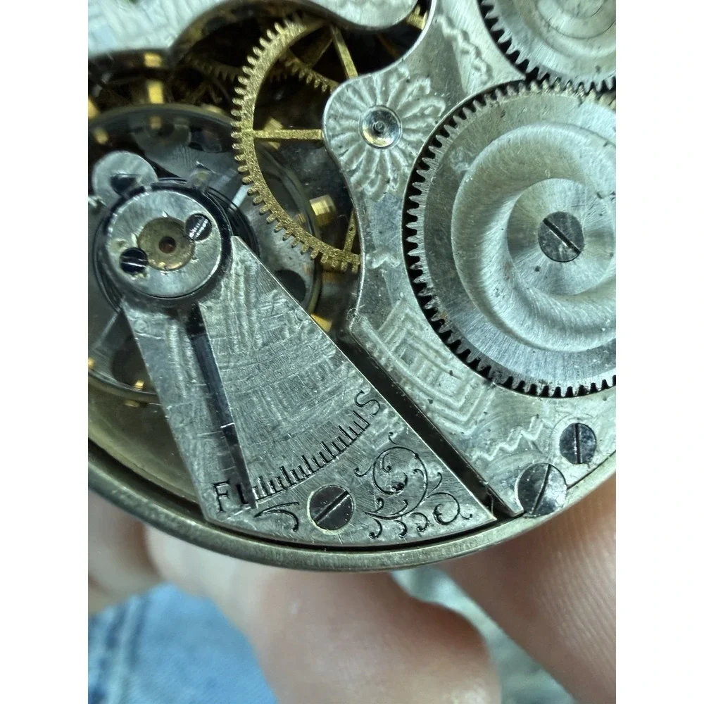 Vintage Swiss Elgin Pocket Watch Mignot Welch Co Serviced Runs Art Nouveau